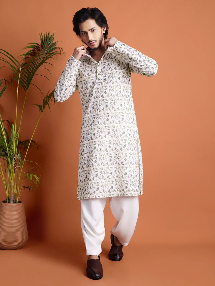 Kurta for Men (Floral leaf pattern)