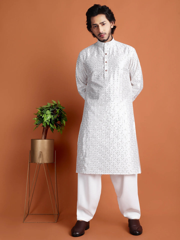 Kurta for Men (Square Pattern Embroidery)