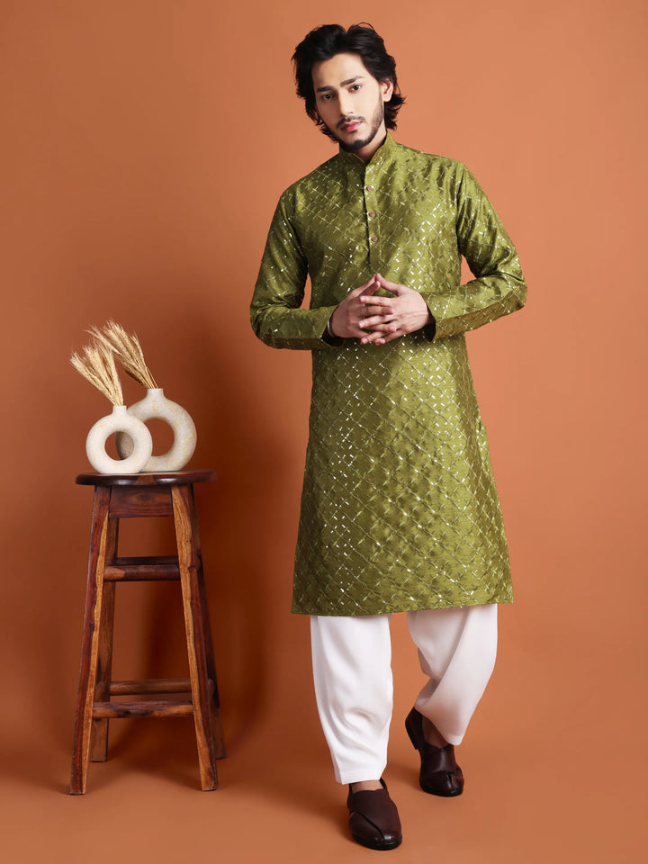 Kurta for Men (Square Pattern Embroidery)