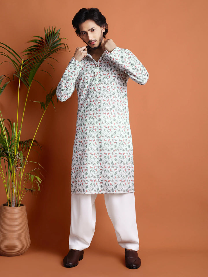 Kurta for Men (Floral leaf pattern)