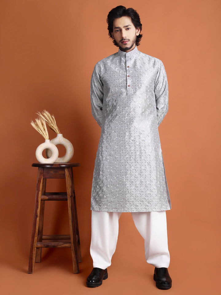 Kurta for Men (Square Pattern Embroidery)