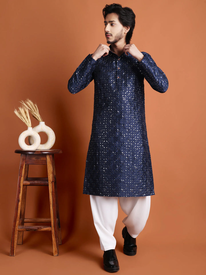 Kurta for Men (Square Pattern Embroidery)