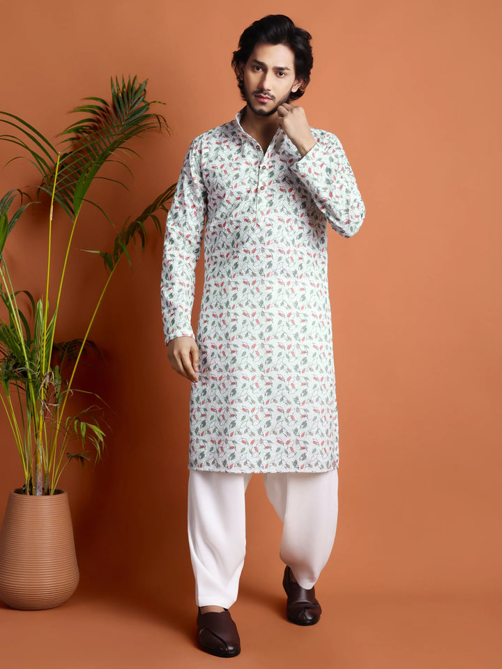 Kurta for Men (Floral leaf pattern)
