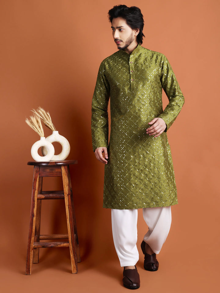 Kurta for Men (Square Pattern Embroidery)