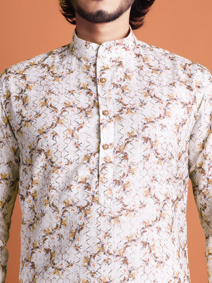 Kurta for Men (Embroidery with Floral Patterns)