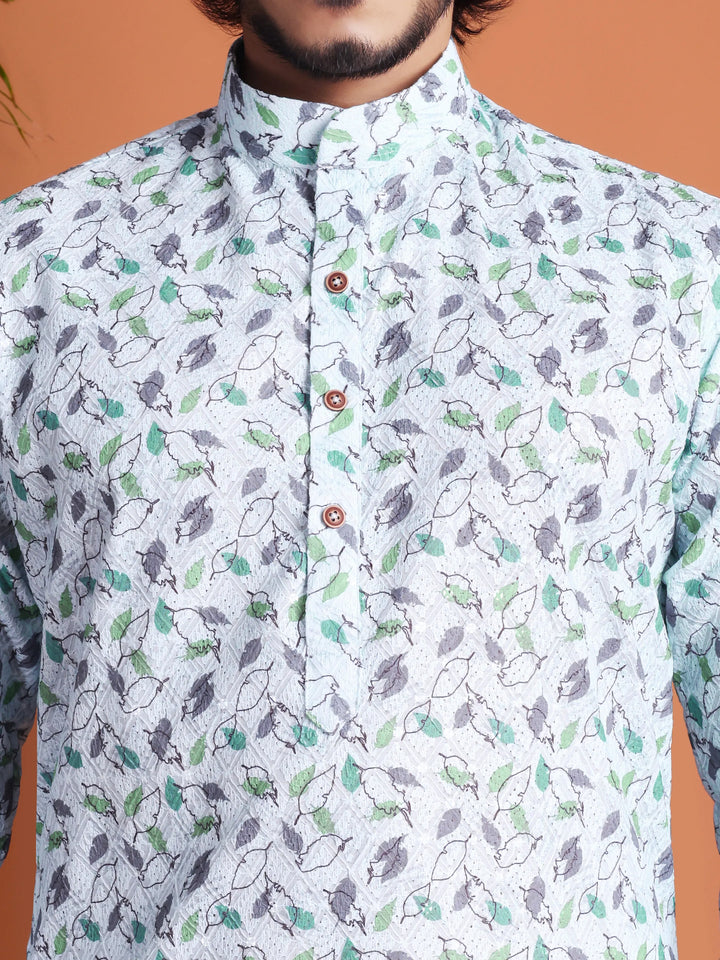 Kurta for Men (Floral leaf pattern)