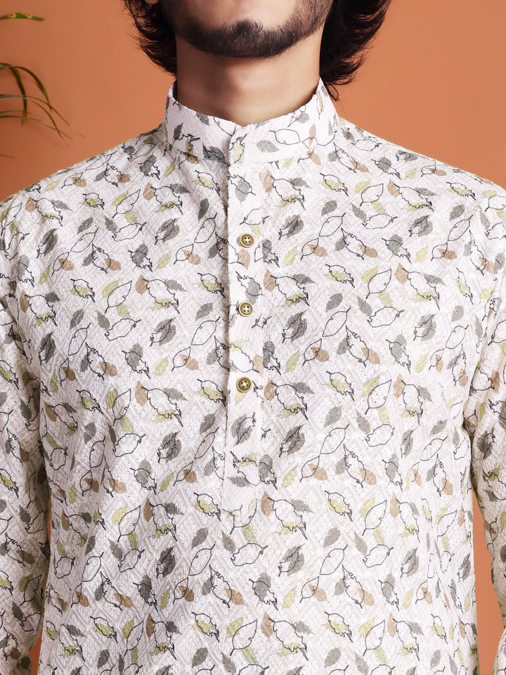 Kurta for Men (Floral leaf pattern)