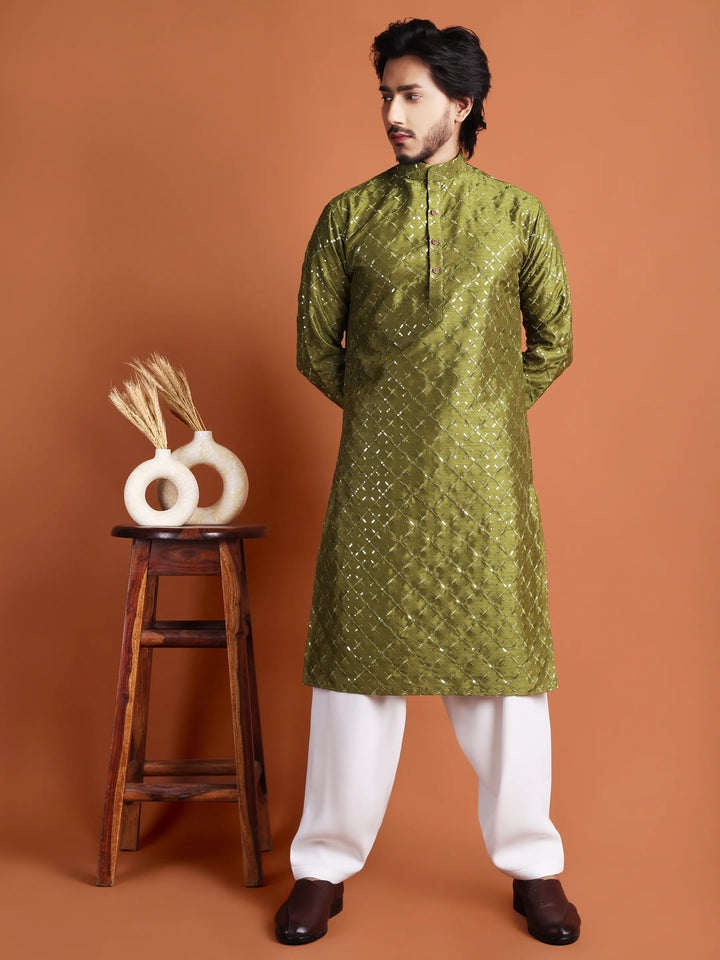 Kurta for Men (Square Pattern Embroidery)