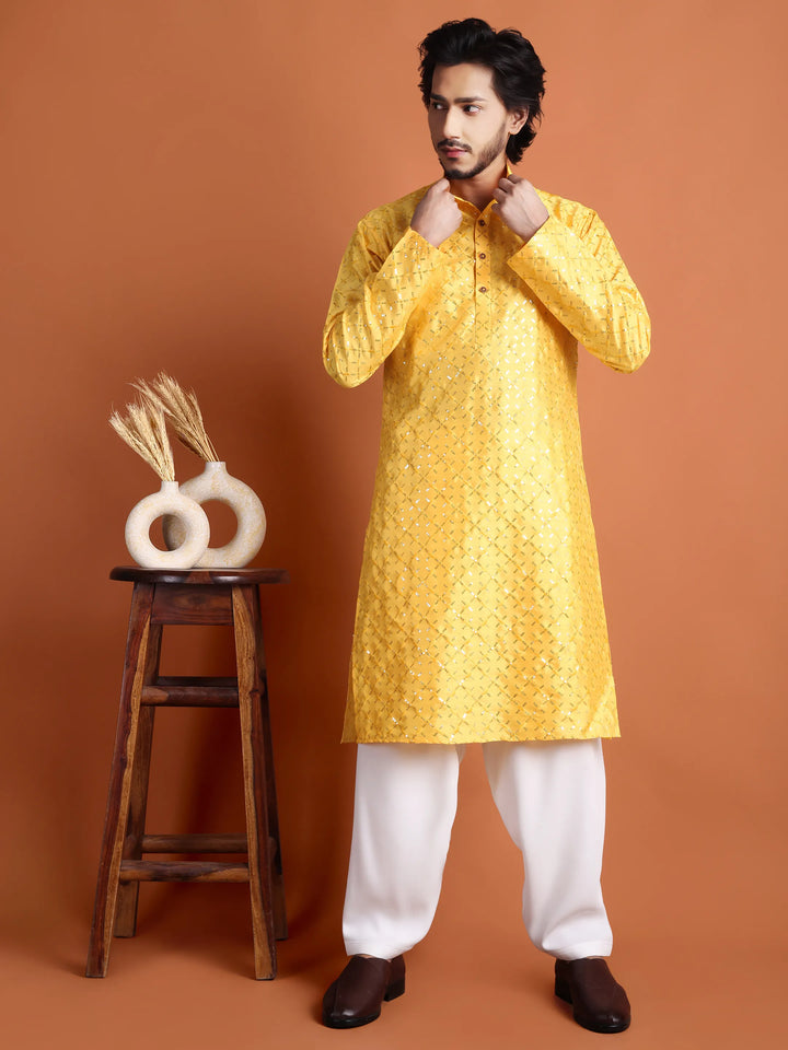 Kurta for Men (Square Pattern Embroidery)