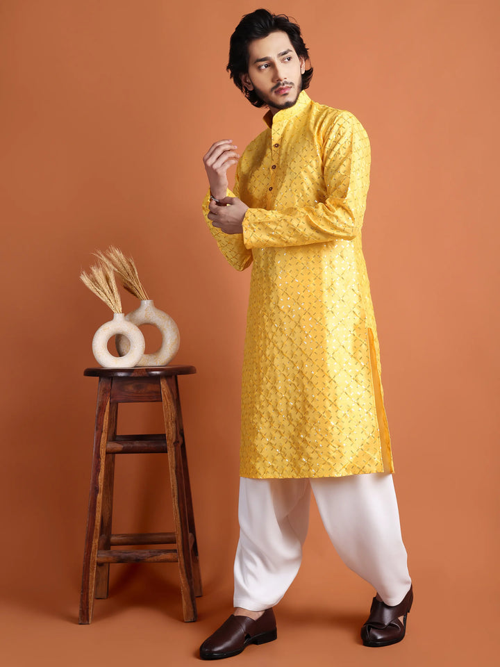 Kurta for Men (Square Pattern Embroidery)