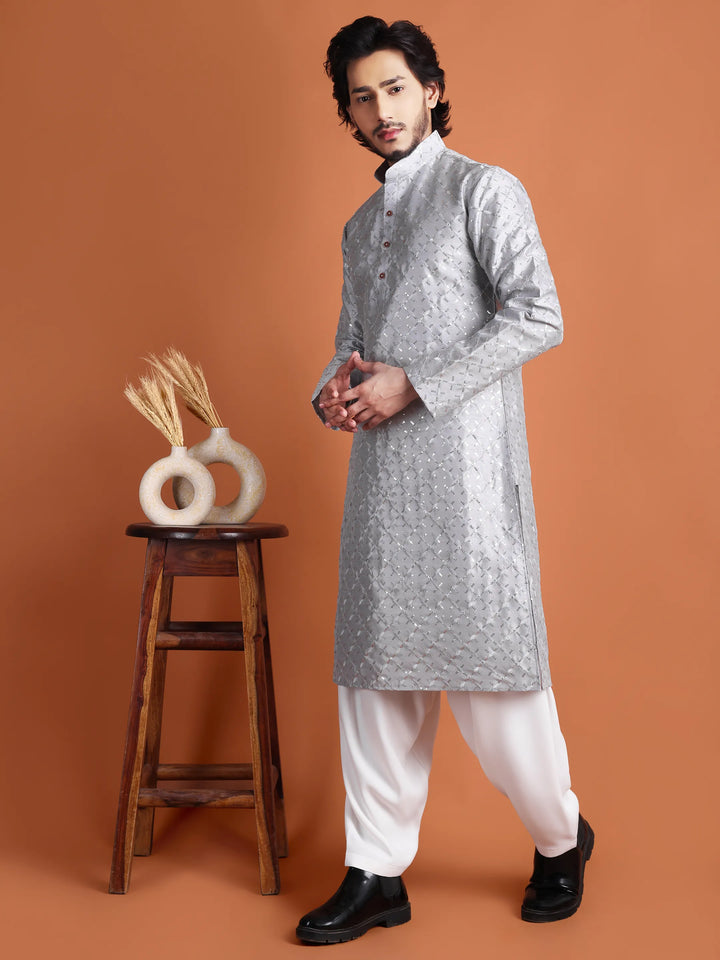 Kurta for Men (Square Pattern Embroidery)