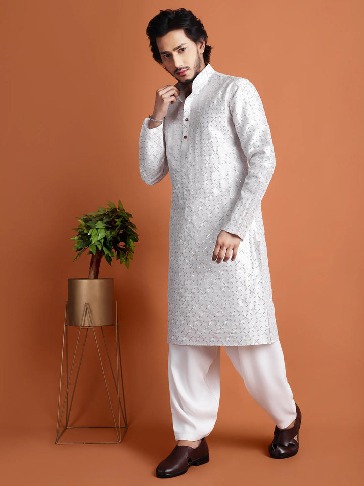 Kurta for Men (Square Pattern Embroidery)