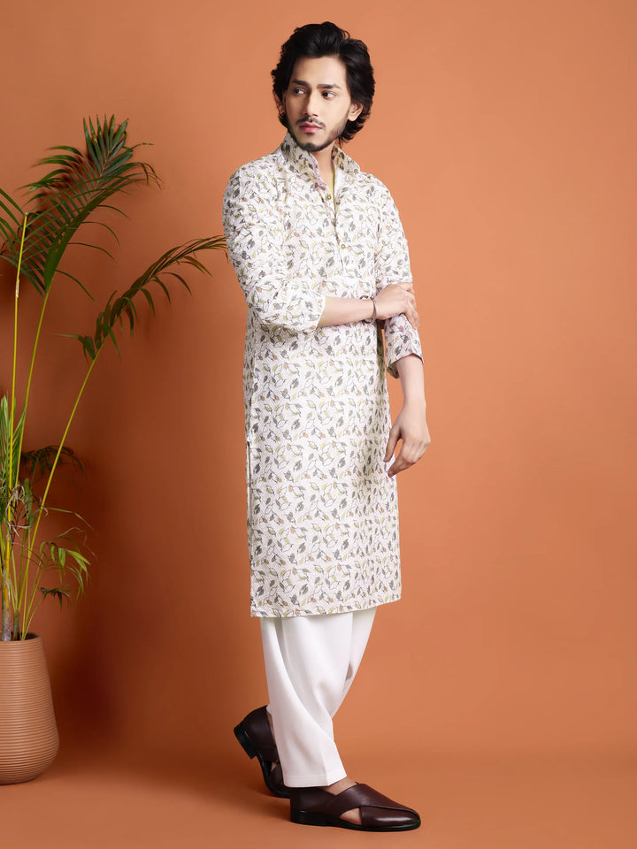 Kurta for Men (Floral leaf pattern)