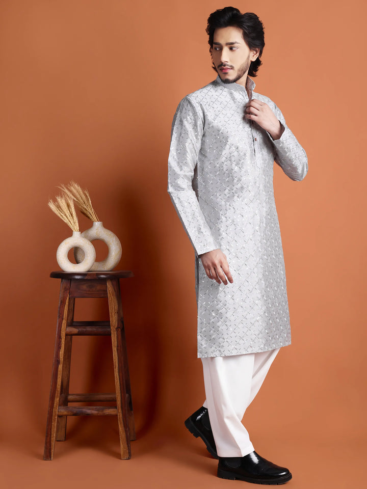 Kurta for Men (Square Pattern Embroidery)