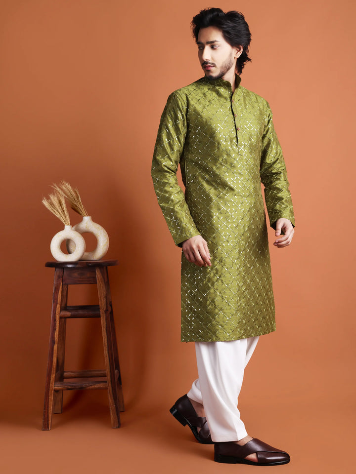 Kurta for Men (Square Pattern Embroidery)
